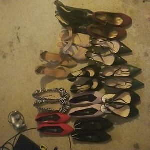 Women's shoe lot. 12 pairs of designer women's shoes. Flats, heels, clogs
